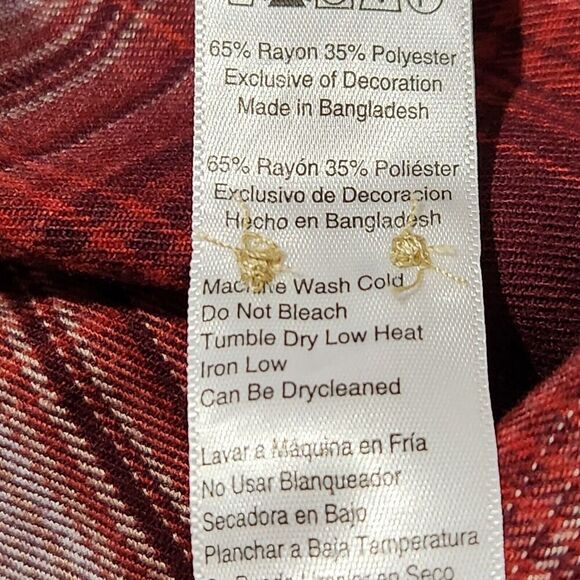 Jachs Flannel Shirt Size XL Rusty Red Plaid Soft Front Button - Picture 15 of 15